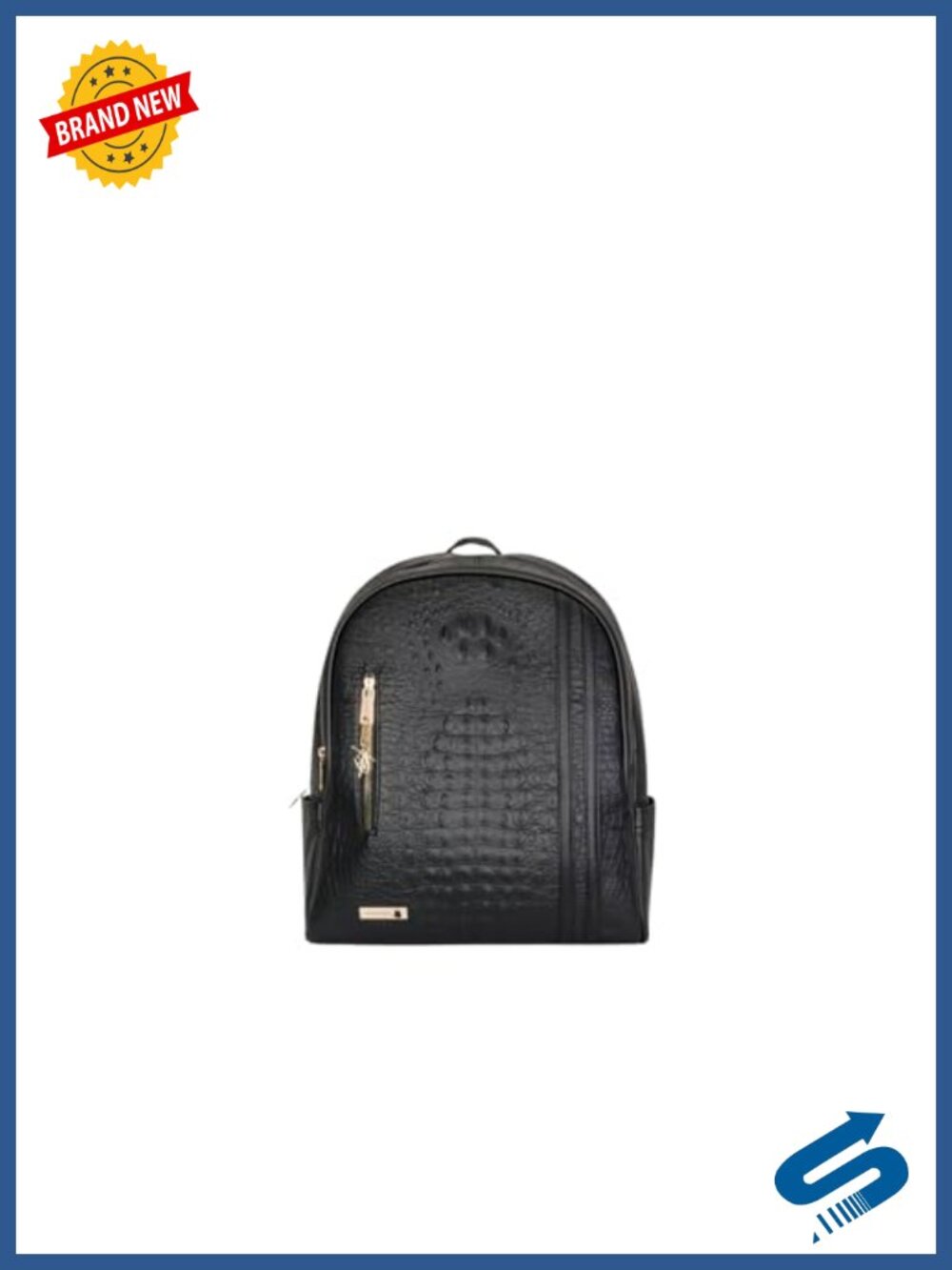 Vegan Leather Croc Backpack Water-Resistant Travel Daypack Carry-On